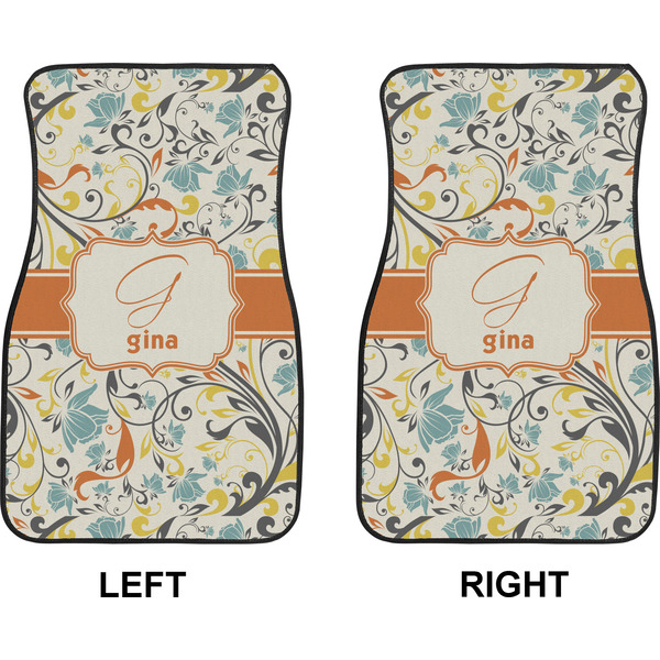 Swirly Floral Car Mat Front - Approval