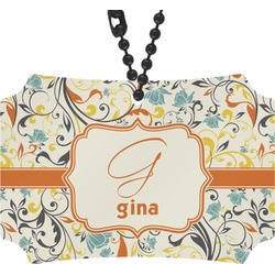 Swirly Floral Rear View Mirror Ornament (Personalized)