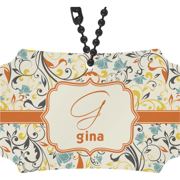 Custom Swirly Floral Rear View Mirror Ornament (Personalized)