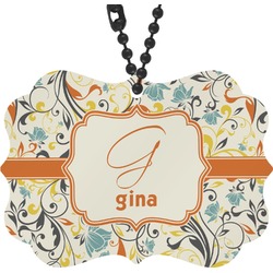 Swirly Floral Rear View Mirror Charm (Personalized)