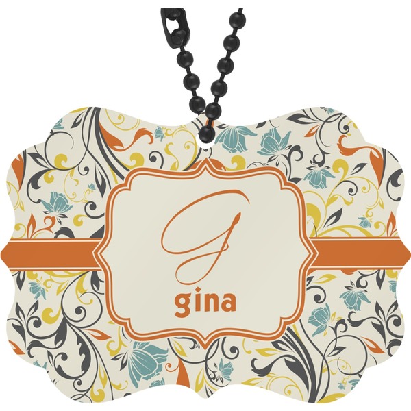 Custom Swirly Floral Rear View Mirror Charm (Personalized)