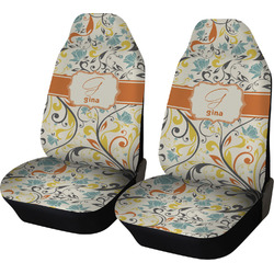 Swirly Floral Car Seat Covers (Set of Two) (Personalized)