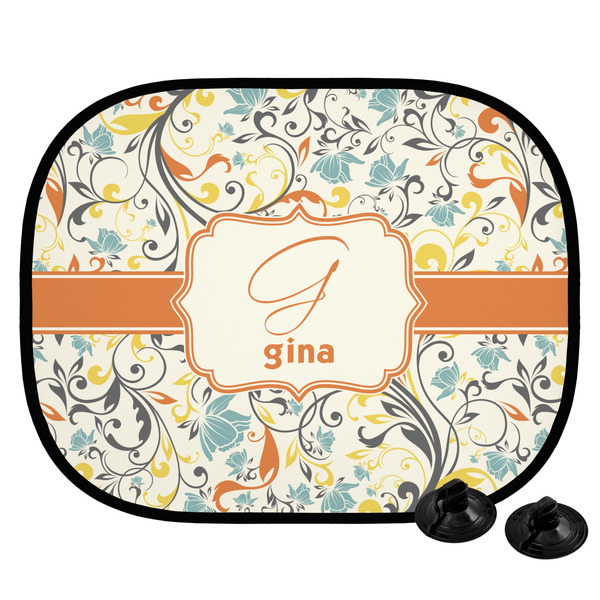 Custom Swirly Floral Car Side Window Sun Shade (Personalized)