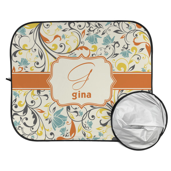 Swirly Floral Car Sun Shades - FOLDED & UNFOLDED
