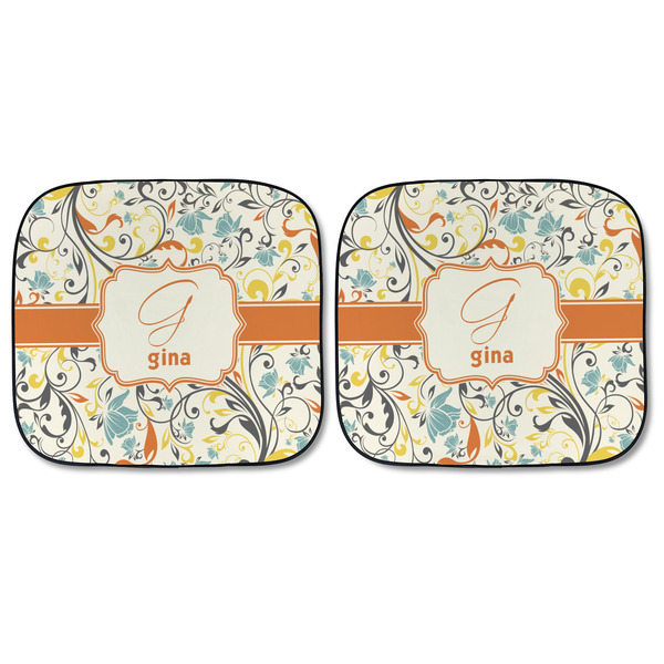 Swirly Floral Car Sun Shades - FRONT