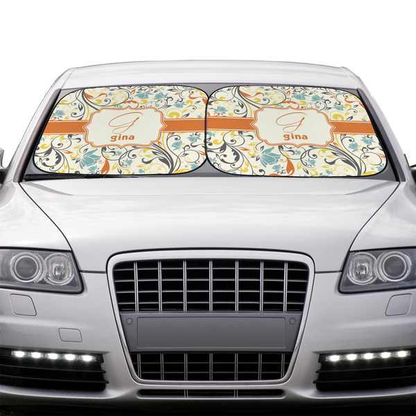 Swirly Floral Car Sun Shades - IN CONTEXT