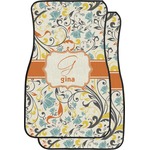 Swirly Floral Car Floor Mats (Front Seat) (Personalized)