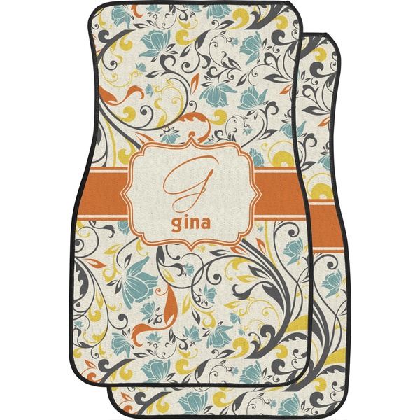 Swirly Floral Custom Car Floor Mats Set (2Front & 2Back)
