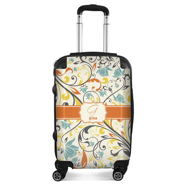 Custom Swirly Floral Suitcase (Personalized)