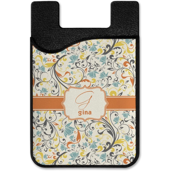 Swirly Floral Cell Phone Credit Card Holder