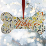 Swirly Floral Ceramic Dog Ornament w/ Name and Initial