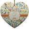 Swirly Floral Ceramic Flat Ornament - Heart (Front)