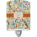 Swirly Floral Ceramic Night Light (Personalized)