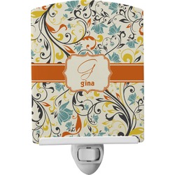 Swirly Floral Ceramic Night Light (Personalized)