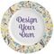 Swirly Floral Ceramic Dinner Plates (Set of 4) (Personalized)