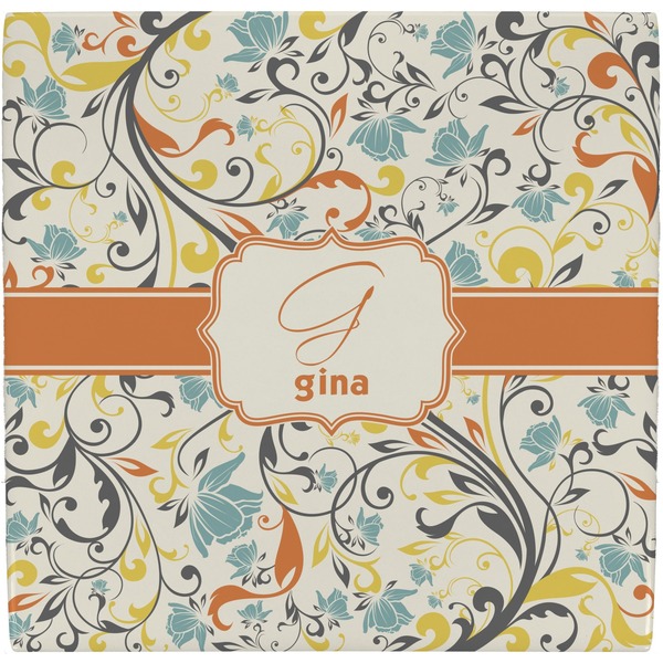 Custom Swirly Floral Ceramic Tile Hot Pad (Personalized)