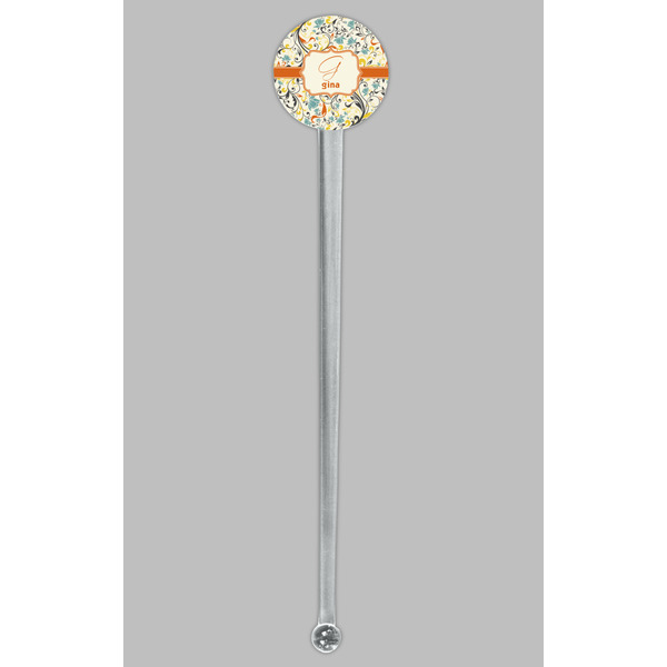 Swirly Floral Clear Plastic 7" Stir Stick - Round - Single Stick