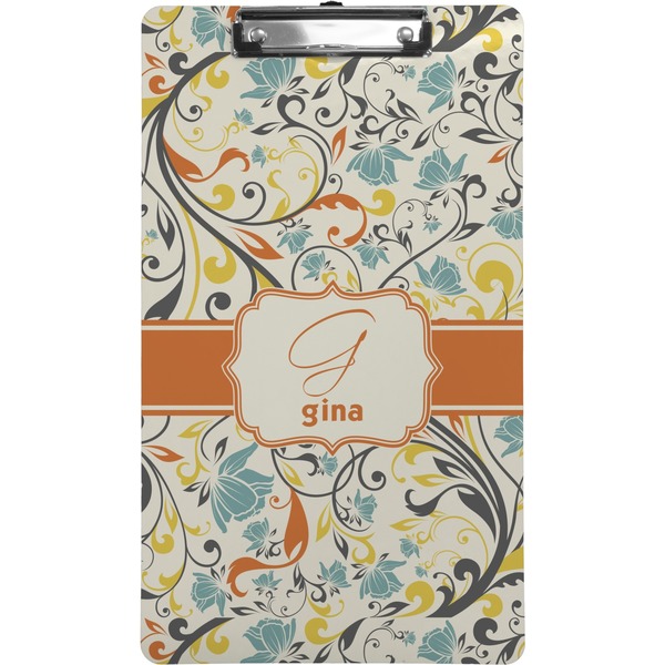 Custom Swirly Floral Clipboard (Legal Size) (Personalized)
