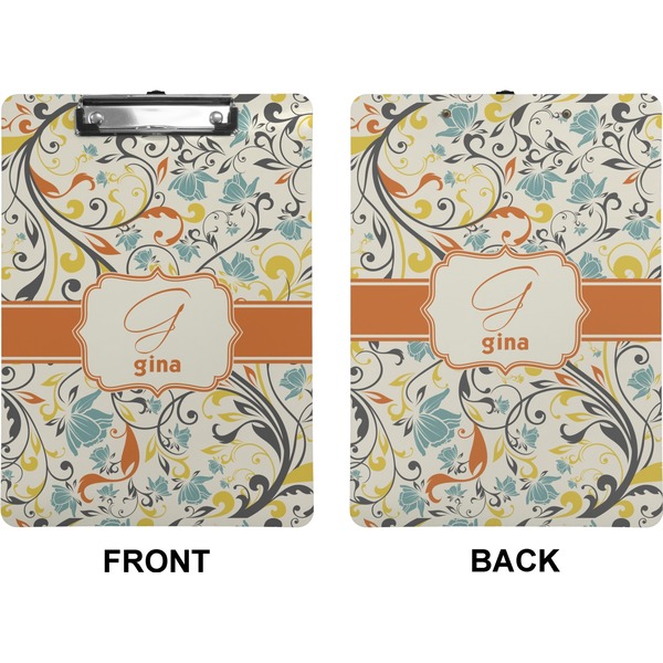 Swirly Floral Clipboard (Letter) (Front + Back)