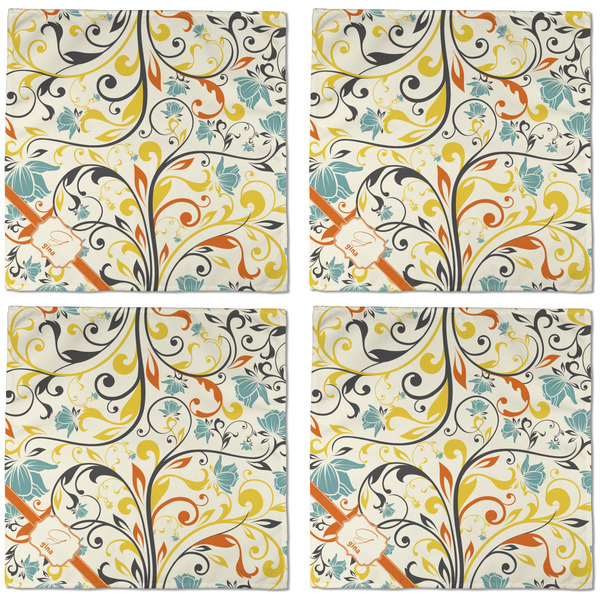 Swirly Floral Cloth Napkins - Personalized Dinner (APPROVAL) Set of 4