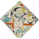 Swirly Floral Cloth Dinner Napkin - Single w/ Name and Initial
