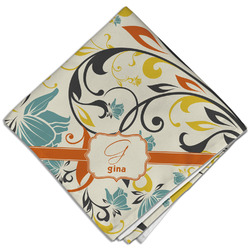 Swirly Floral Cloth Dinner Napkin - Single w/ Name and Initial