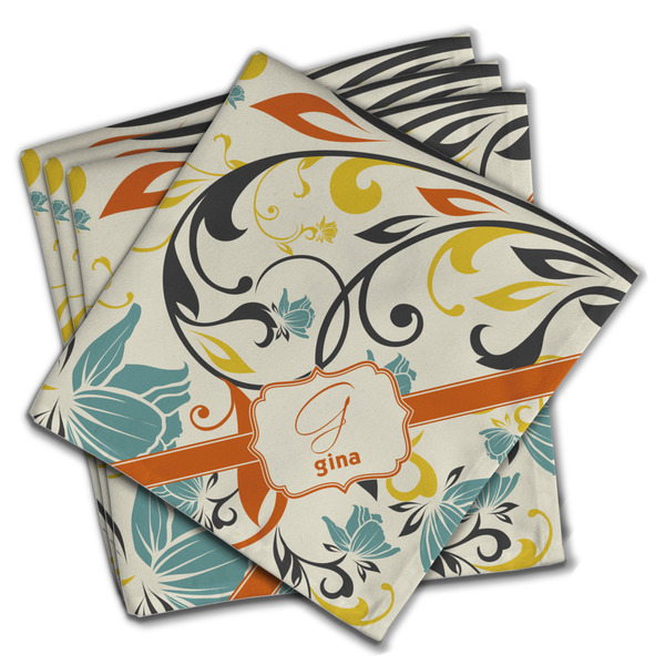 Swirly Floral Cloth Napkins - Personalized Dinner (PARENT MAIN Set of 4)
