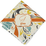 Swirly Floral Cloth Cocktail Napkin - Single w/ Name and Initial