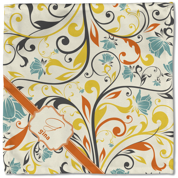 Swirly Floral Cloth Napkins - Personalized Lunch (Single Full Open)