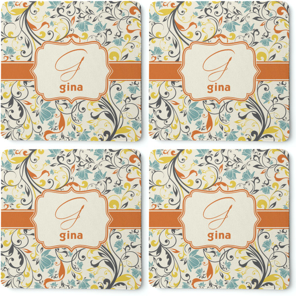 Swirly Floral Coaster Rubber Back - Apvl