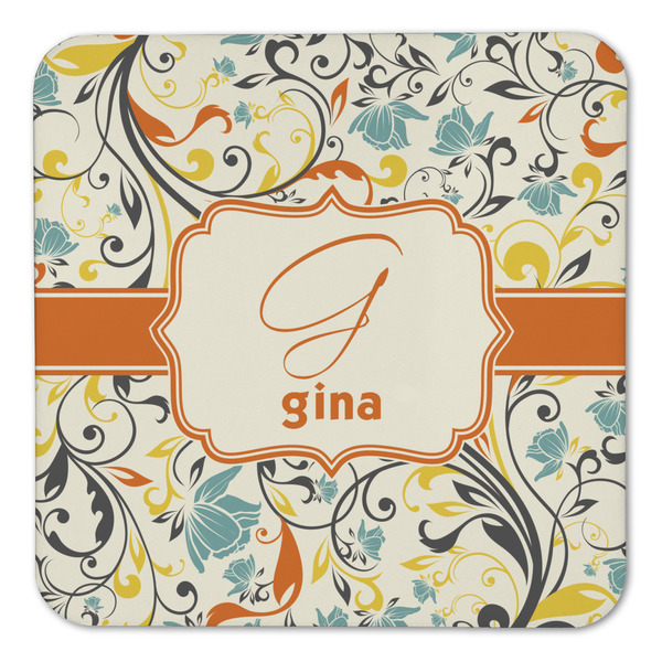 Swirly Floral Coaster Set - FRONT (one)