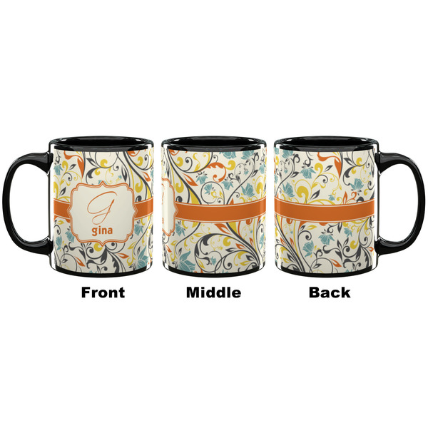 Swirly Floral Coffee Mug - 11 oz - Black APPROVAL