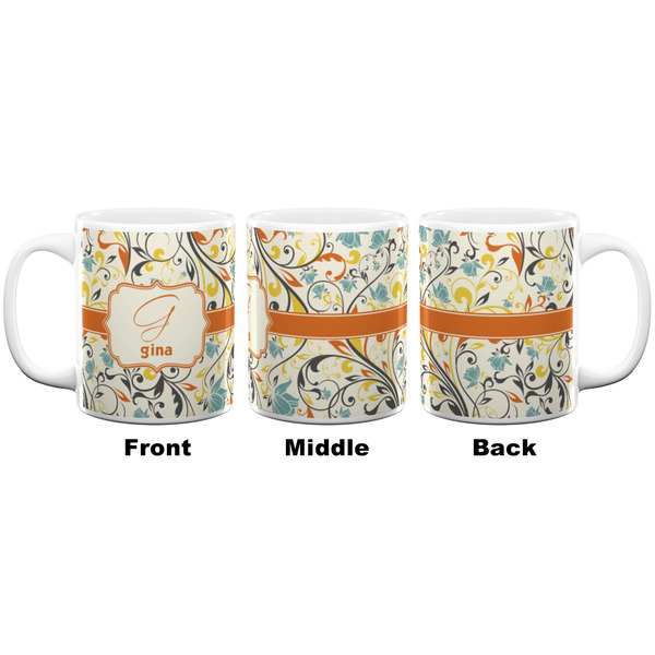 Swirly Floral Coffee Mug - 11 oz - White APPROVAL