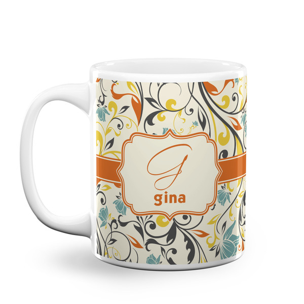 Custom Swirly Floral Coffee Mug (Personalized)