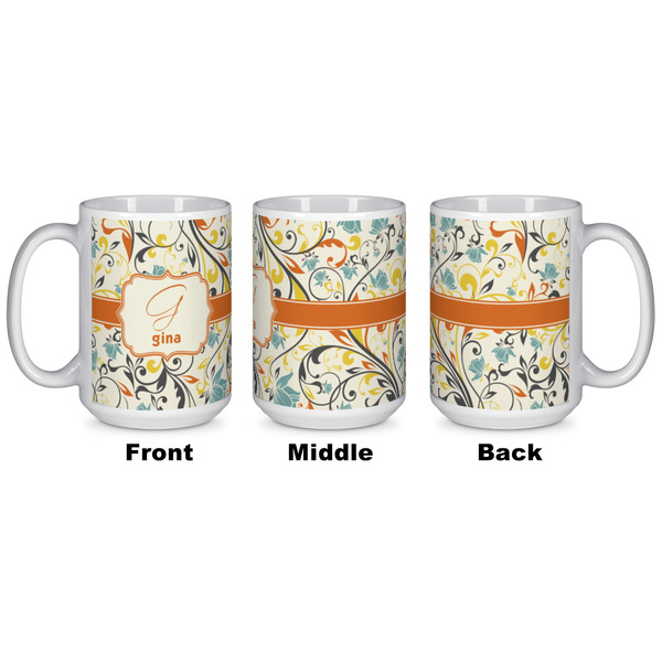 Swirly Floral Coffee Mug - 15 oz - White APPROVAL