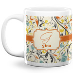 Swirly Floral 20 Oz Coffee Mug - White (Personalized)
