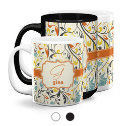 Swirly Floral Coffee Mugs (Personalized)