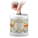 Swirly Floral Coin Bank (Personalized)