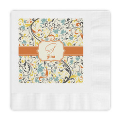Swirly Floral Embossed Decorative Napkins (Personalized)