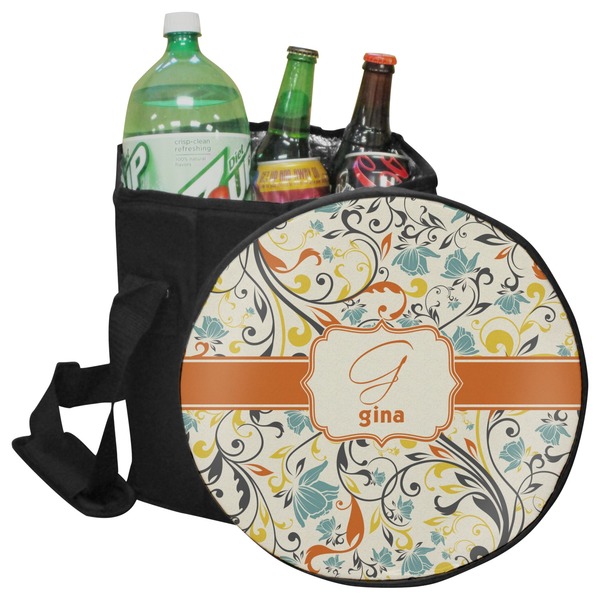Custom Swirly Floral Collapsible Cooler & Seat (Personalized)