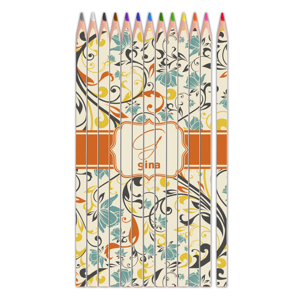 Custom Swirly Floral Colored Pencils (Personalized)