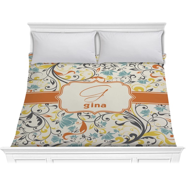 Custom Swirly Floral Comforter - King (Personalized)