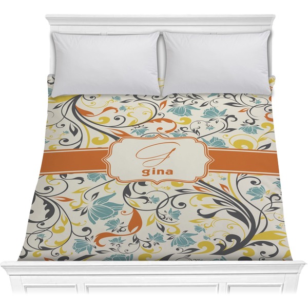 Custom Swirly Floral Comforter - Full / Queen (Personalized)