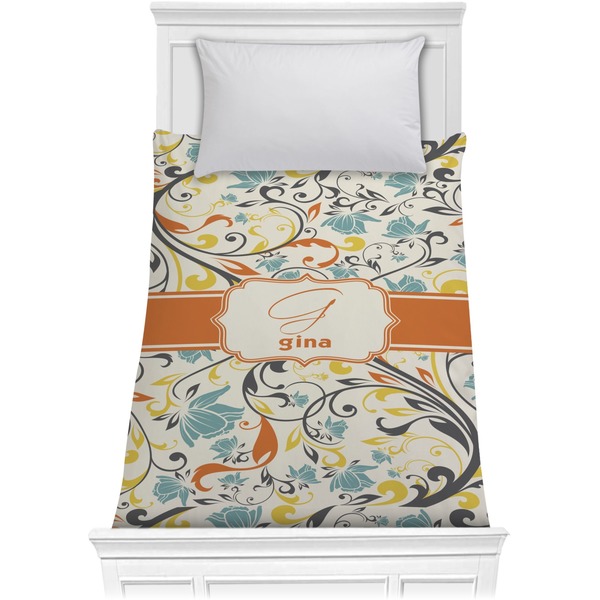 Custom Swirly Floral Comforter - Twin (Personalized)