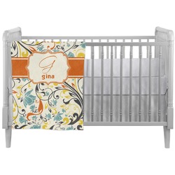 Swirly Floral Crib Comforter / Quilt (Personalized)