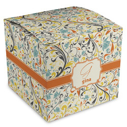 Swirly Floral Cube Favor Gift Boxes (Personalized)