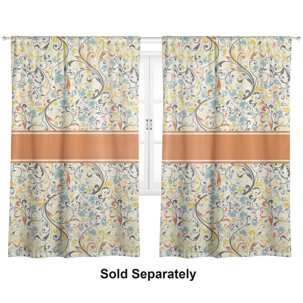 Custom Swirly Floral Curtain Panel - Custom Size