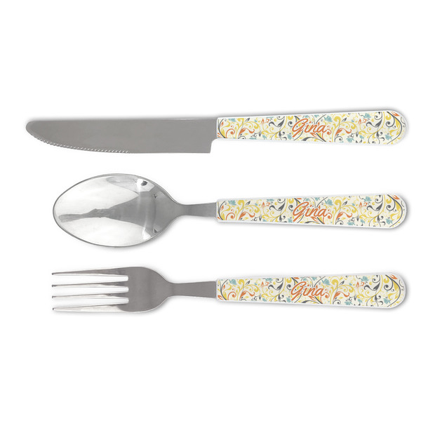 Custom Swirly Floral Cutlery Set (Personalized)