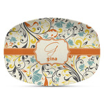 Swirly Floral Plastic Platter - Microwave & Oven Safe Composite Polymer (Personalized)