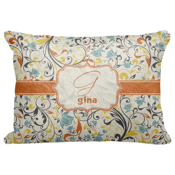 Custom Swirly Floral Decorative Baby Pillowcase - 16"x12" (Personalized)